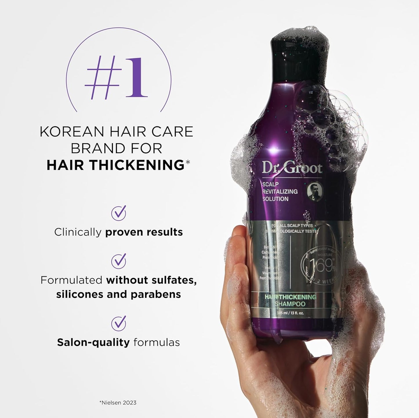 Juego de sérum, champú, acondicionador y tratamiento para el cuero cabelludo Dr. Groot Thickening para la caída del cabello